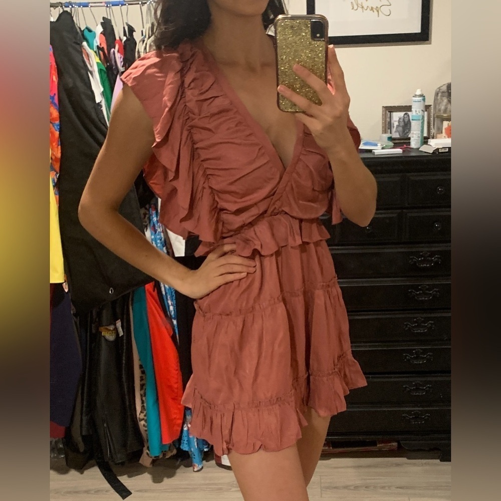 Mauve Ruffle Minidress Size S - Picture 3 of 5